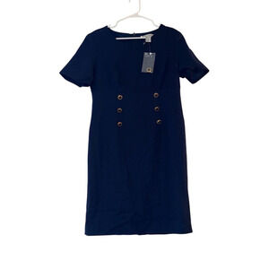 Stephanie Andrew's Women's Size 10‎ Deadstock Vintage Dress Gold Button Nautical